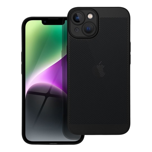 Apple iPhone 14 Breezy lyukacsos műanyag hátlap tok (Fekete)