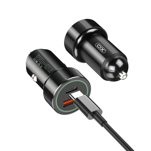 XO CC34 Autós töltő, 20W, QC3.0, PD3.0 kimenet,micro USB kábelle fekete