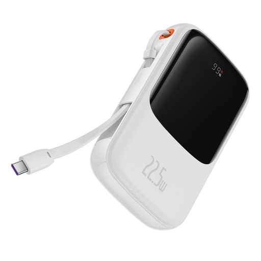 BASEUS QPow powerbank, 10000mAH kapacitással,22,5W töltési teljesítménnyel, Type-C kábellel fehér