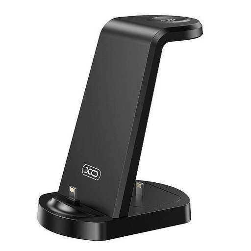 XO WX035 3 az 1-ben vezeték nélküli töltő (Fekete) – iPhone, Apple Watch és TWS eszközök csatlakoztatásával