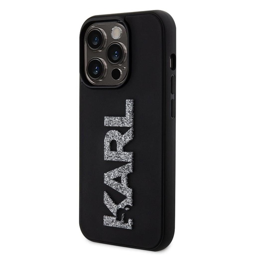Apple iPhone 15 Pro Max Karl Lagerfeld 3D Glitter Karl tok (Fekete) – KLHCP15X3DMBKCK