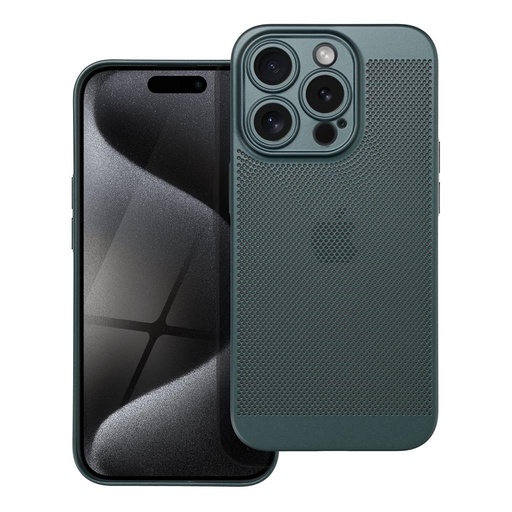 Apple iPhone 15 Pro Breezy lyukacsos műanyag hátlap tok (Zöld)