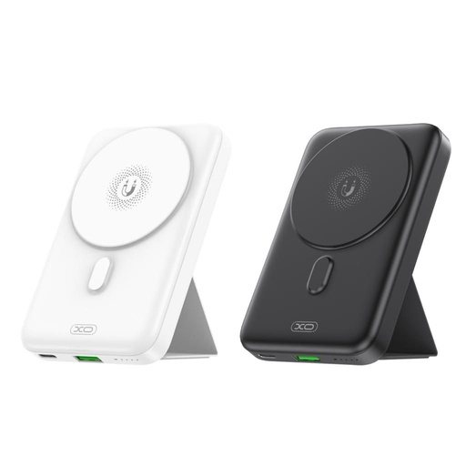 XO PR211 power bank 10000 mAh (Fekete) – vezeték nélküli töltés 15W, mágneses, támasztékkal