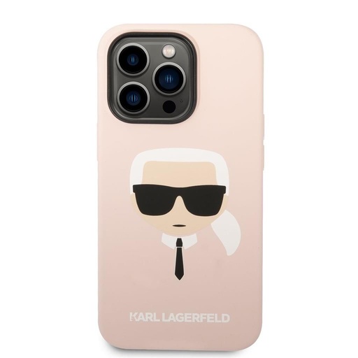 Apple iPhone 14 Pro Max Karl Lagerfeld MagSafe Compatible Liquid Silicone Karl Head tok (Rózsaszín) – KLHMP14XSLKHLP