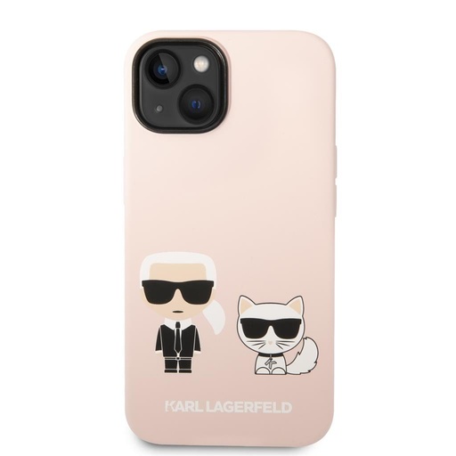 Apple iPhone 14 Plus Karl Lagerfeld MagSafe Compatible Liquid Silicone Karl and Choupette tok (Rózsaszín) – KLHMP14MSSKCI
