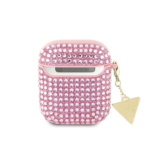 Guess Rhinestones Triangle Metal Logo tok AirPods 1/2 (Rózsaszín) - GUA2HDGTPP