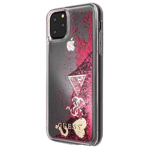 Apple iPhone 11 Pro Max Guess Glitter Hearts tok (Málna) - GUHCN65GLHFLRA