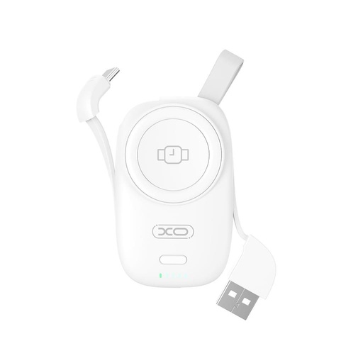 XO PR225 power bank 1200 mAh (Fehér) – iWatch töltő, dupla bemenetes kábel