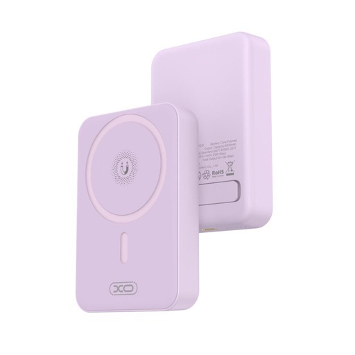 XO PR231 power bank 10000 mAh (Lila) – vezeték nélküli gyorstöltés 15W, PD 20W, támasztékos kivitel