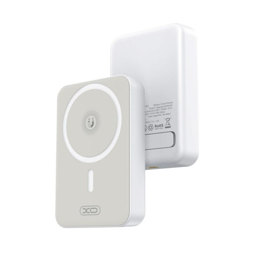XO PR231 power bank 10000 mAh (Fehér) – vezeték nélküli gyorstöltés 15W, PD 20W, támasztékos kivitel