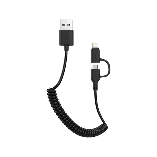 AWEI CL-53 2in1 kábel (microUSB + lightning), csavart, 1m, fekete